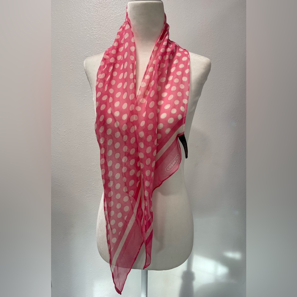 Coach Pink Polkadot Silk Scarf